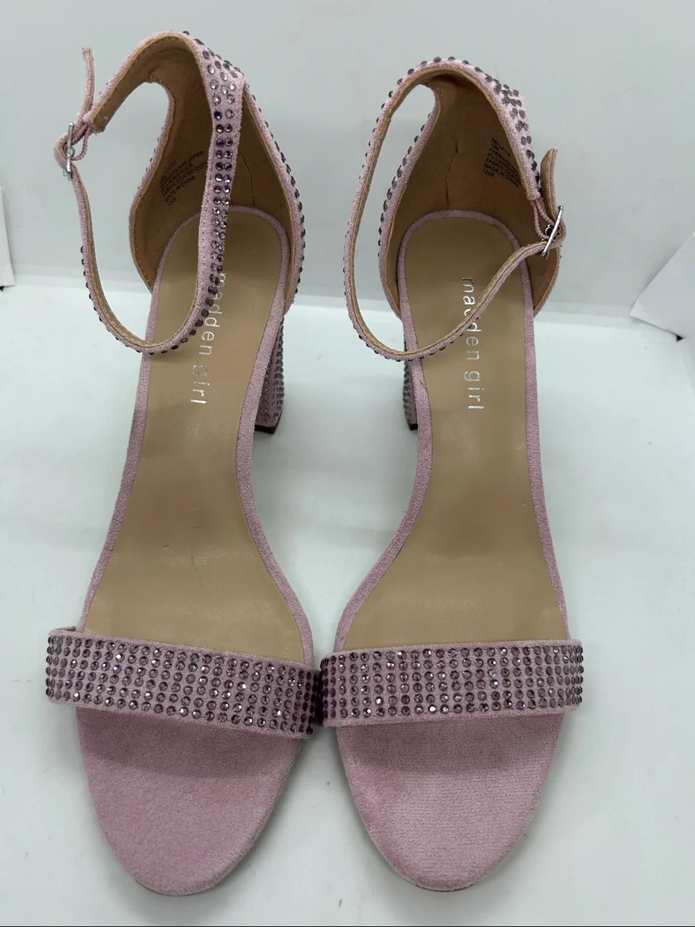 Madden Girl Bella HS Lavender-Pink Rhinestone Round Toe High Heel Shoes Size 10M